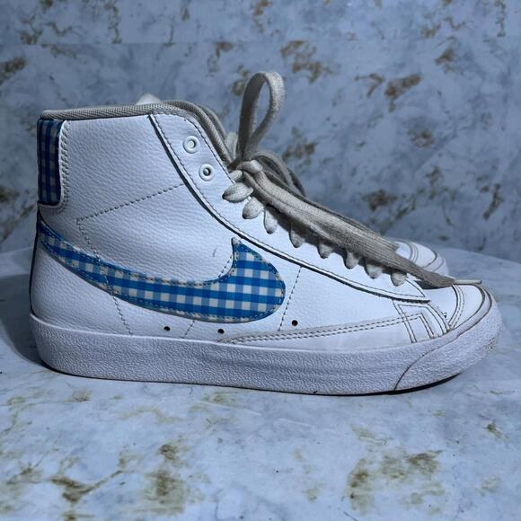 Nike Shoes - Nike Blazer Mid 77 Gingham Women's Size 8.5 Shoes White Blue Athletic Sneakers